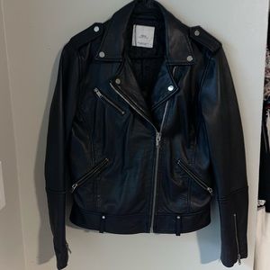 Mango Genuine Leather Biker Jacket